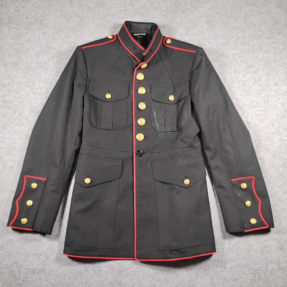 USMC Men's Blue Dress Uniform Tunic Jacket Crown Clothing 1989 Vintage Size XS